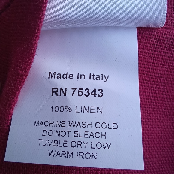 LE TELERIE TOSCANO EXCLUSIVE FIRENZE RED LINEN TABLECLOTH 68'X108 NWT" - Picture 5 of 13